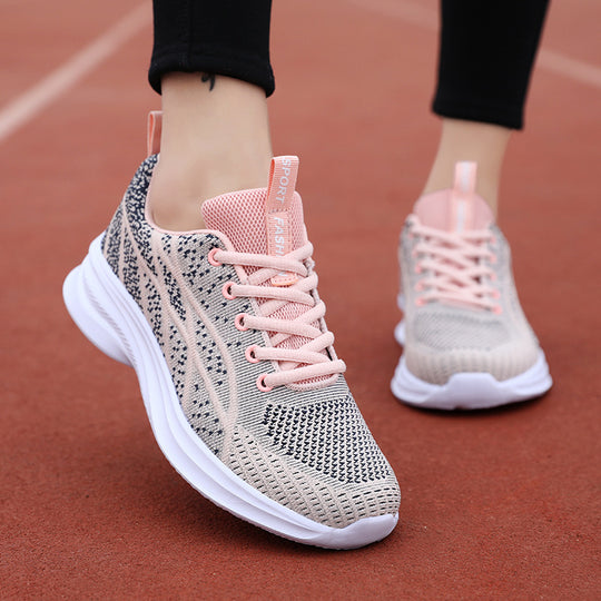 Damen Sportliche Knit-Sneaker mit atmungsaktiver Mesh-Oberfläche und rutschfester Sohle R&B