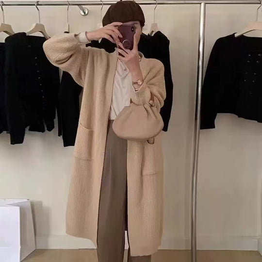 Damen Weicher Strickmantel mit großzügigen Taschen und weitem Schnitt R&B
