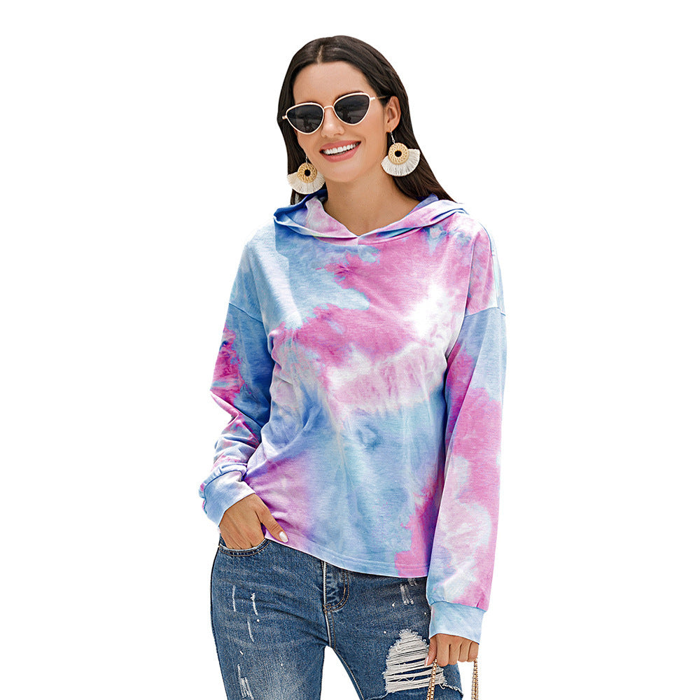 Damen lässiger Kapuzenpullover mit modernem Tie-Dye-Design R&B