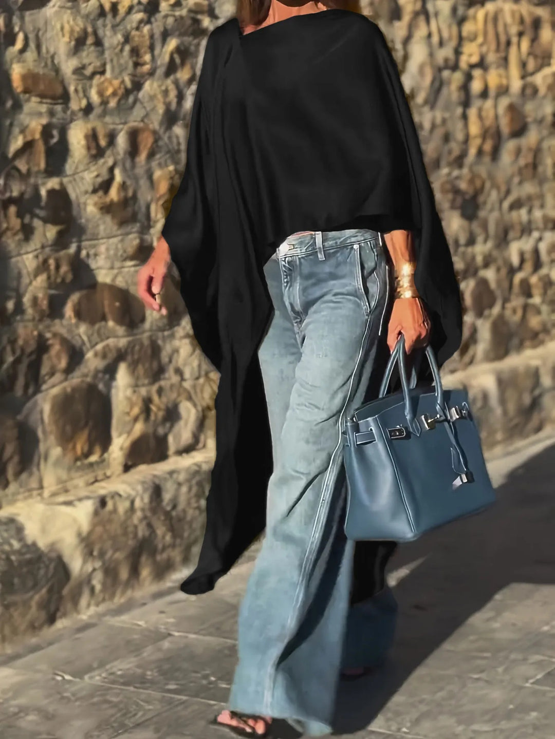Damen luftige Tunika mit asymmetrischem Schnitt R&B