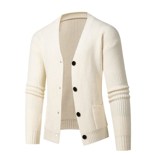 Damen gestreifte Strickjacke mit modischem Schnitt und praktischen Taschen R&B
