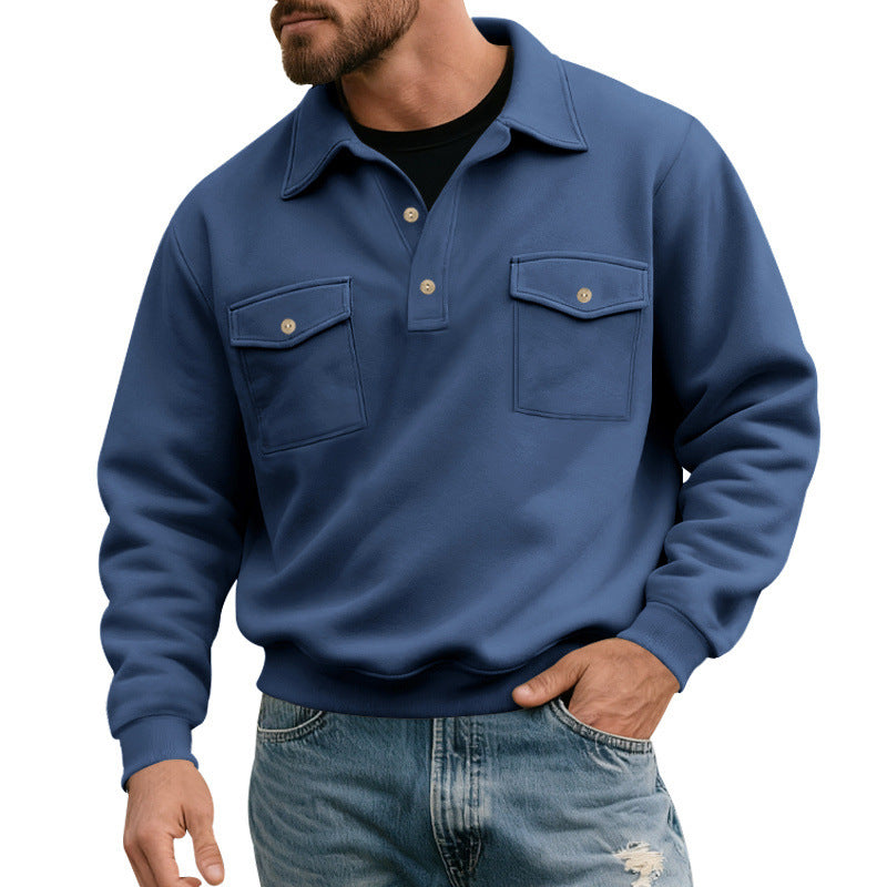 Herren lässiger Pullover mit praktischen Pattentaschen R&B