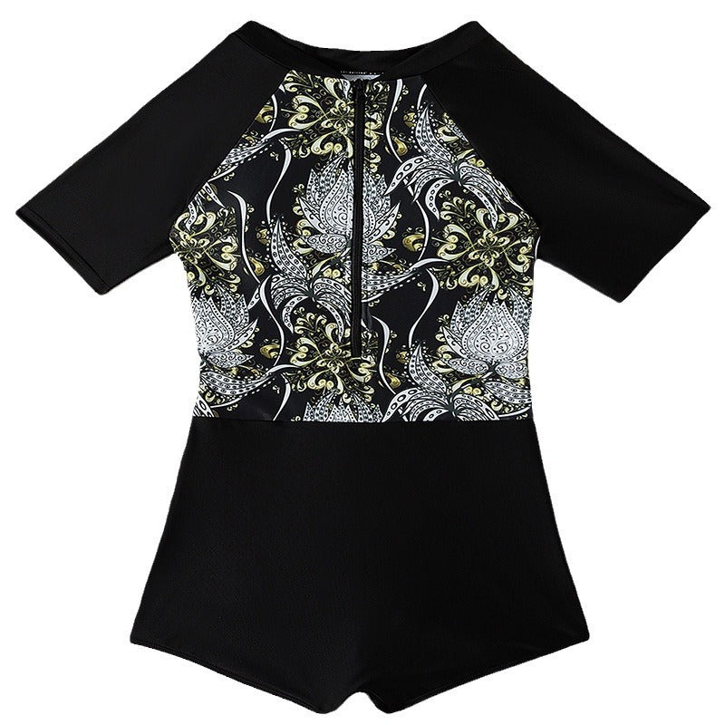 Damen sportlicher Badeanzug mit elegantem Floral-Design