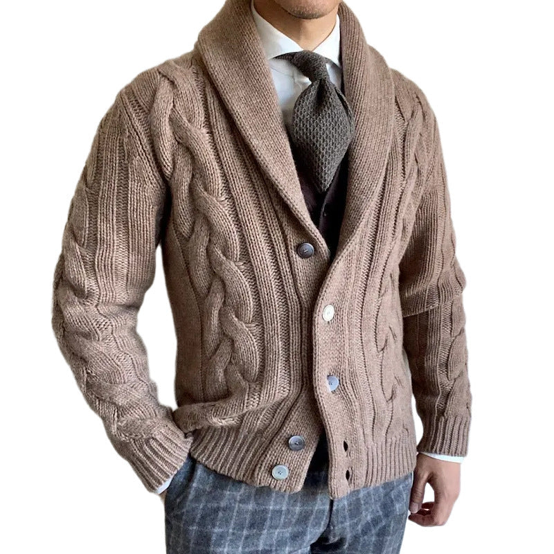 Herren Strickjacke mit modernen Zopfmuster R&B