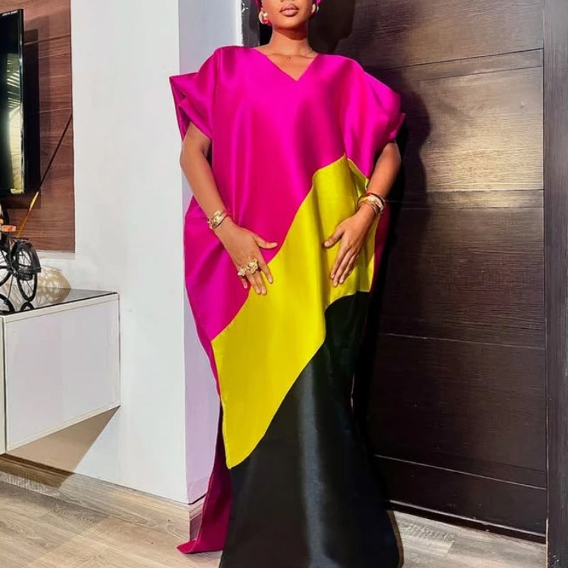 Damen asymmetrisches Kaftan-Kleid mit voluminösen Ärmeln R&B