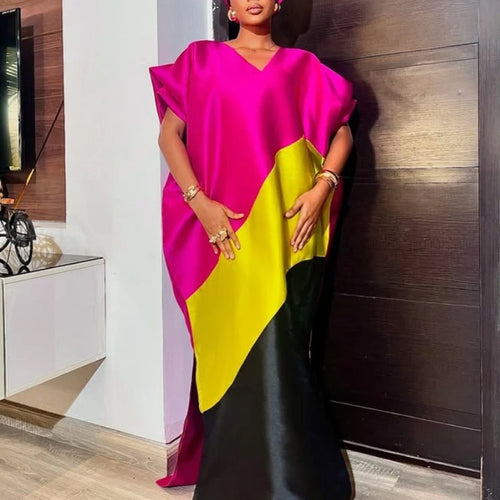 Damen asymmetrisches Kaftan-Kleid mit voluminösen Ärmeln R&B