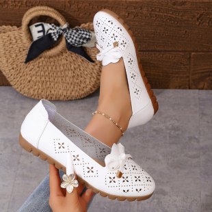 Damen elegante Ballerinas mit floralem Cut-Out-Design R&B