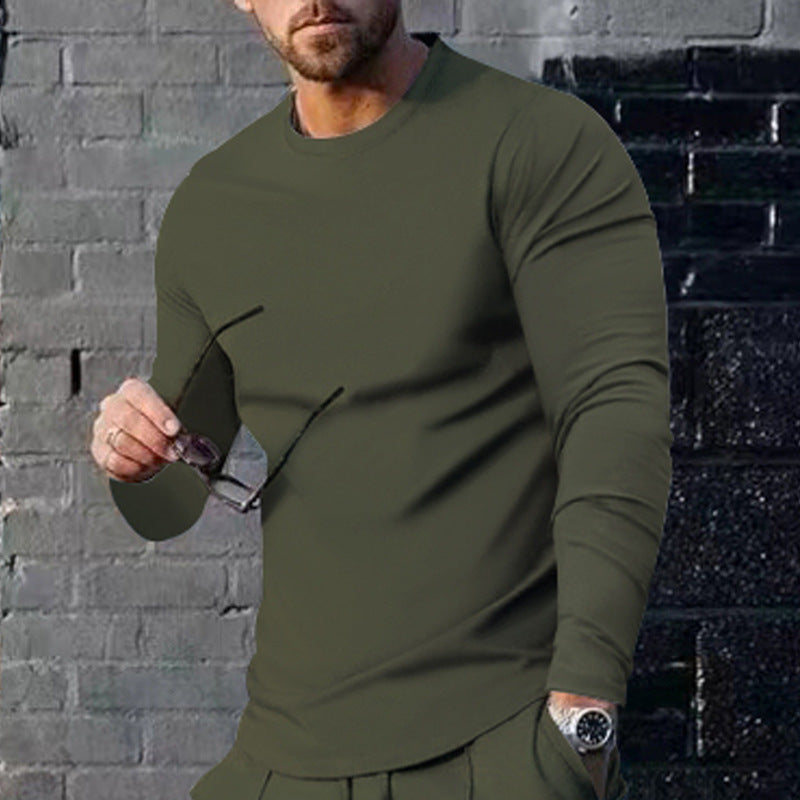 Herren langärmliges T-Shirt mit modischem Schnitt und hochwertigem Baumwollmix R&B