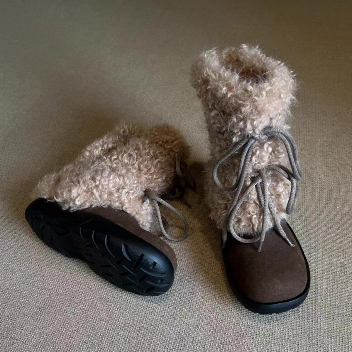 Damen Kuschelige Winterboots mit weichem Kunstfellkragen und rutschfester Sohle R&B