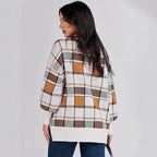 Damen oversized Pullover mit Karomuster und lässigem Schnitt R&B