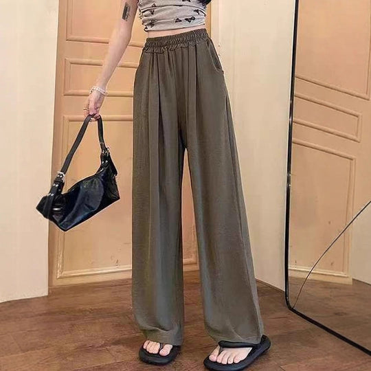 Damen Weite Leinenhose mit elastischem Bund und praktischen Taschen R&B
