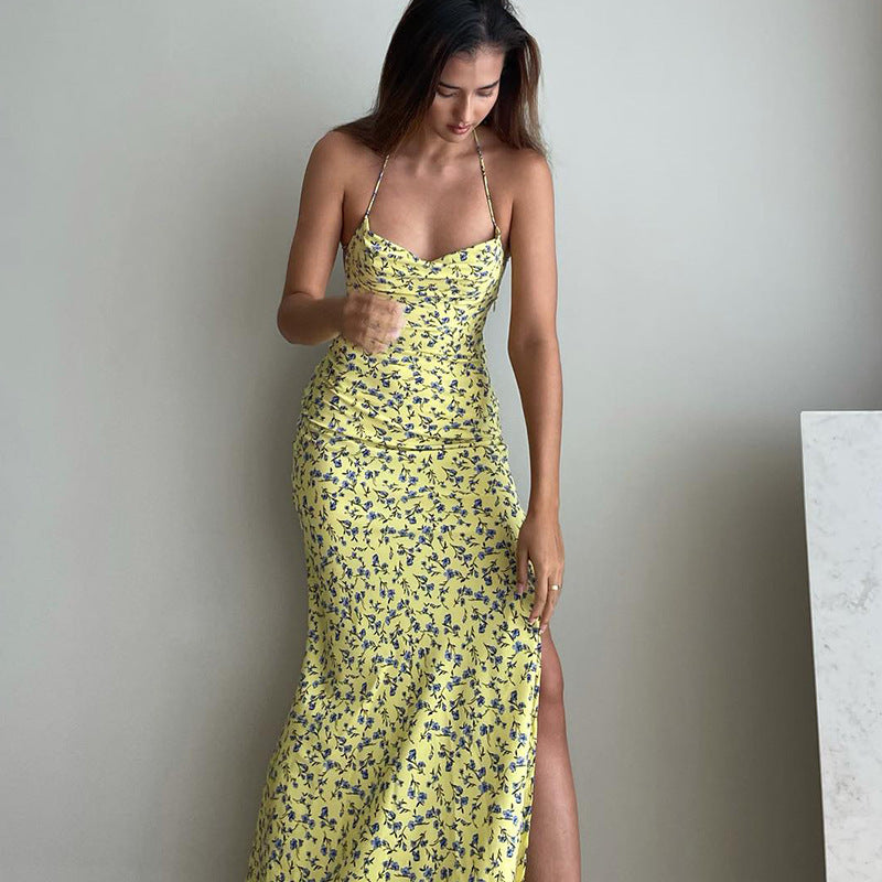 Damen Etuikleid mit floralem Design und eleganten Spaghettiträgern R&B