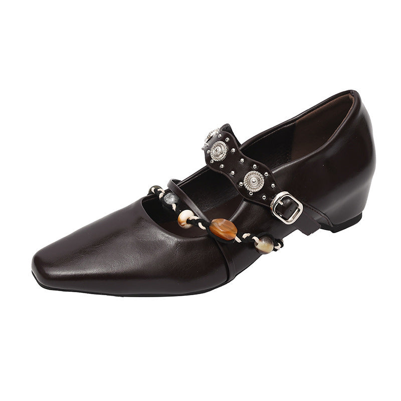 Damen Stilvolle Ballerinas mit dekorativem Riemen und eleganter Schnalle R&B