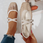 Damen modische Ballerinas mit atmungsaktivem Netzdesign und verstellbaren Riemen R&B