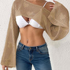 Damen modischer Häkelpullover mit herzförmigem Muster R&B