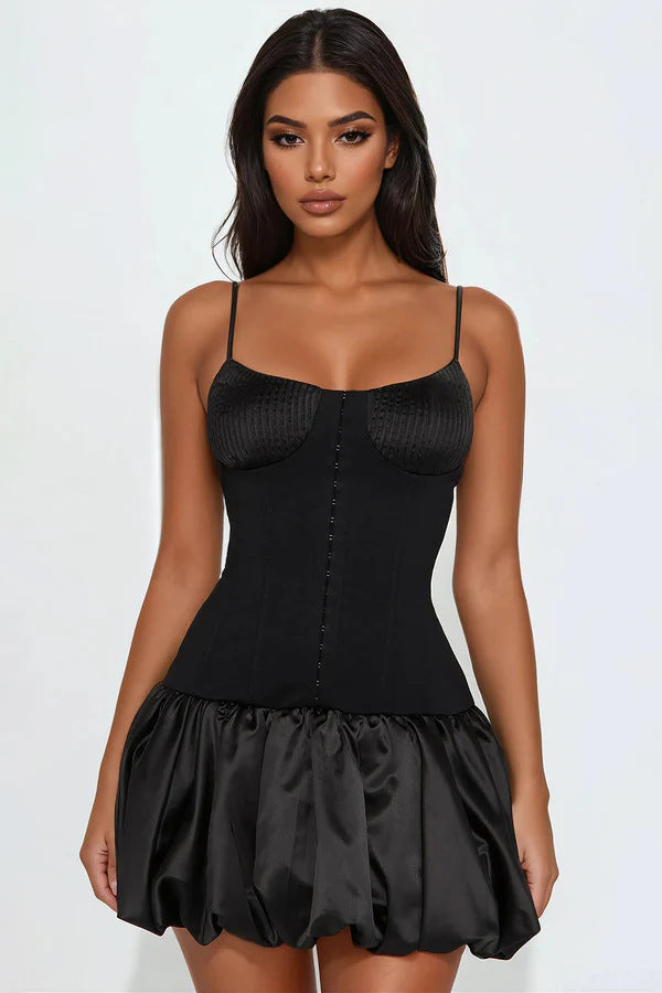 Damen Korsettkleid mit voluminösem Rock und feinen Trägern R&B