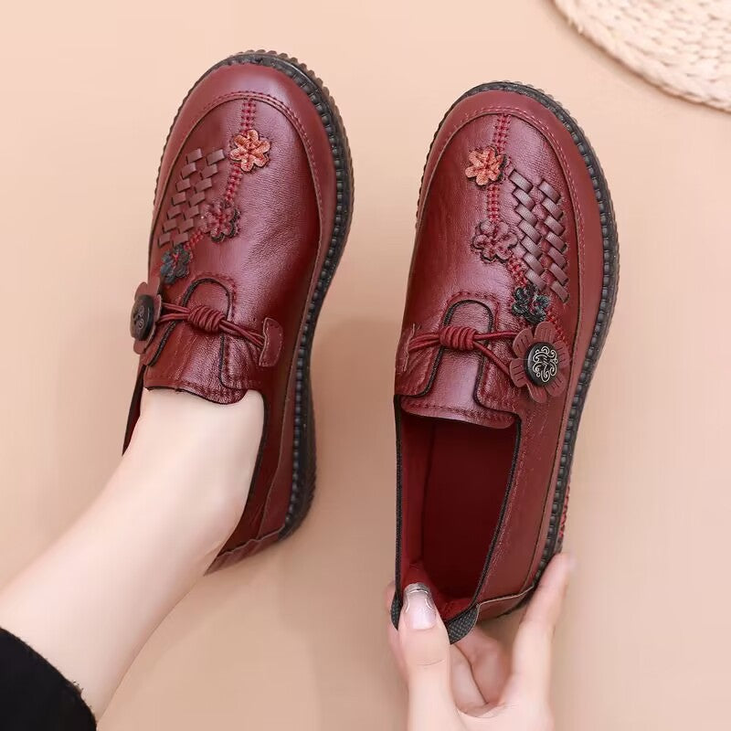 Damen Bequeme Mokassins mit floralem Design und elastischem Riemen
