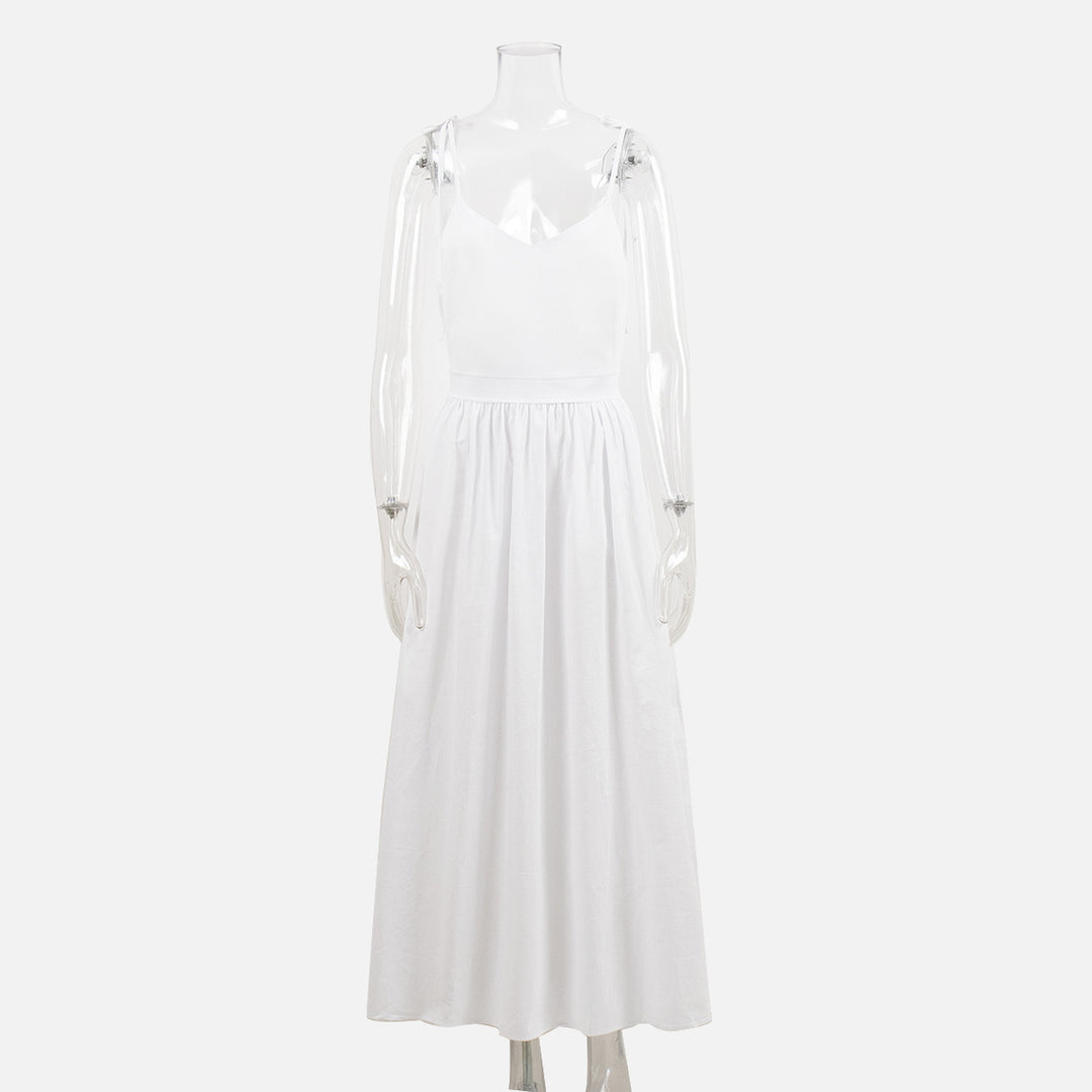 R&B | Neckholder-Kleid aus Baumwolle mit Hosenträgern