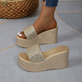 Damen Wedge-Pantoletten mit geflochtenem Riemen und komfortabler Sohle R&B