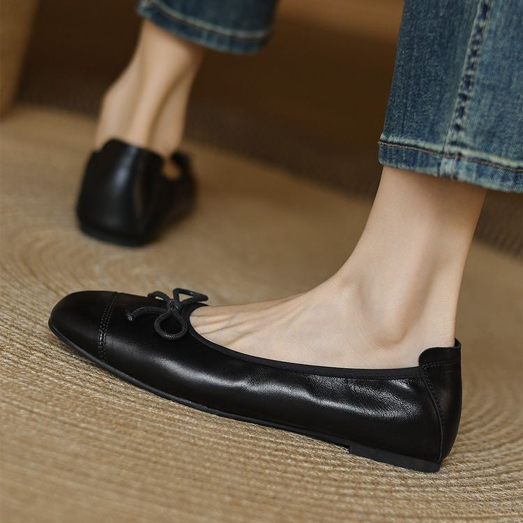 Damen Ballerinas mit elegantem Schleifenakzent aus hochwertigem Leder R&B