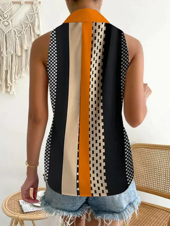Damen ärmelloses Blusenshirt mit modernem geometrischem Design Heidi-Mode