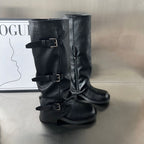 Damen modische Stiefel mit verstellbaren Riemen und robustem Profil R&B