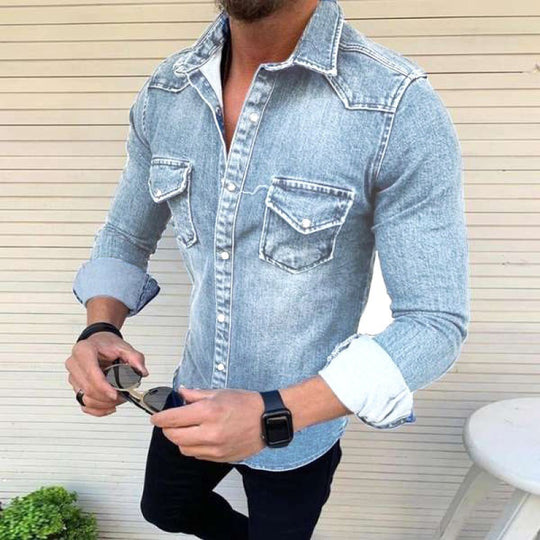 Herren Denim Hemd mit modernem Schnitt und praktischen Brusttaschen R&B