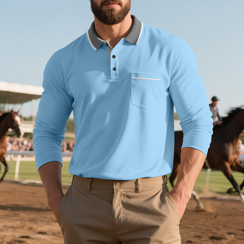 Herren Poloshirt mit trendigem Design und bequemen langen Ärmeln R&B