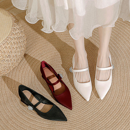 Damen elegante Ballerinas mit modischem Strassdetail R&B