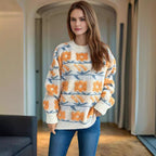 Damen Strickpullover mit floralem Muster und lässigem Schnitt R&B