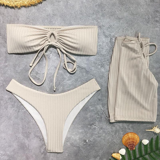 Damen Bandeau-Bikini mit Wickelrock R&B