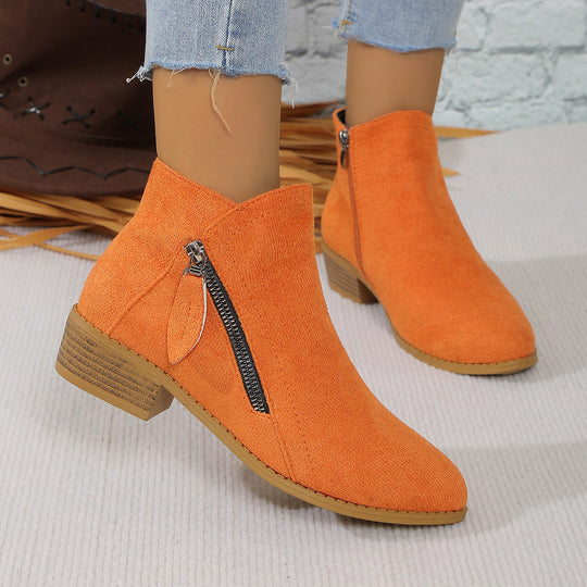 Damen Modische Ankle Boots mit elegantem Reißverschluss und bequemer Sohle R&B