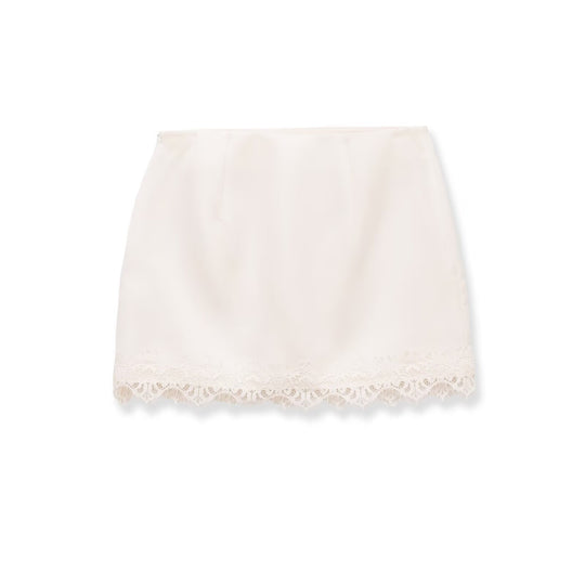 Damen eleganter Rock mit Spitzenbesatz und strukturiertem Gewebe R&B