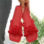 Damen modische Flip-Flops mit floralen Knoten-Details R&B