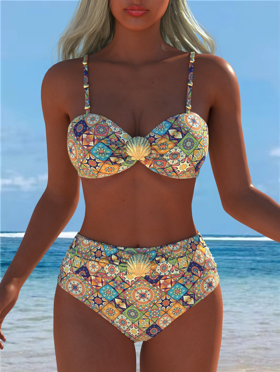 Damen Bikini-Set mit elegantem Balconette-Oberteil und hoch geschnittenen Badeshorts R&B