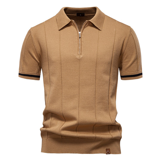 Herren Polohemd mit kurzer Knopfleiste und strukturiertem Design R&B