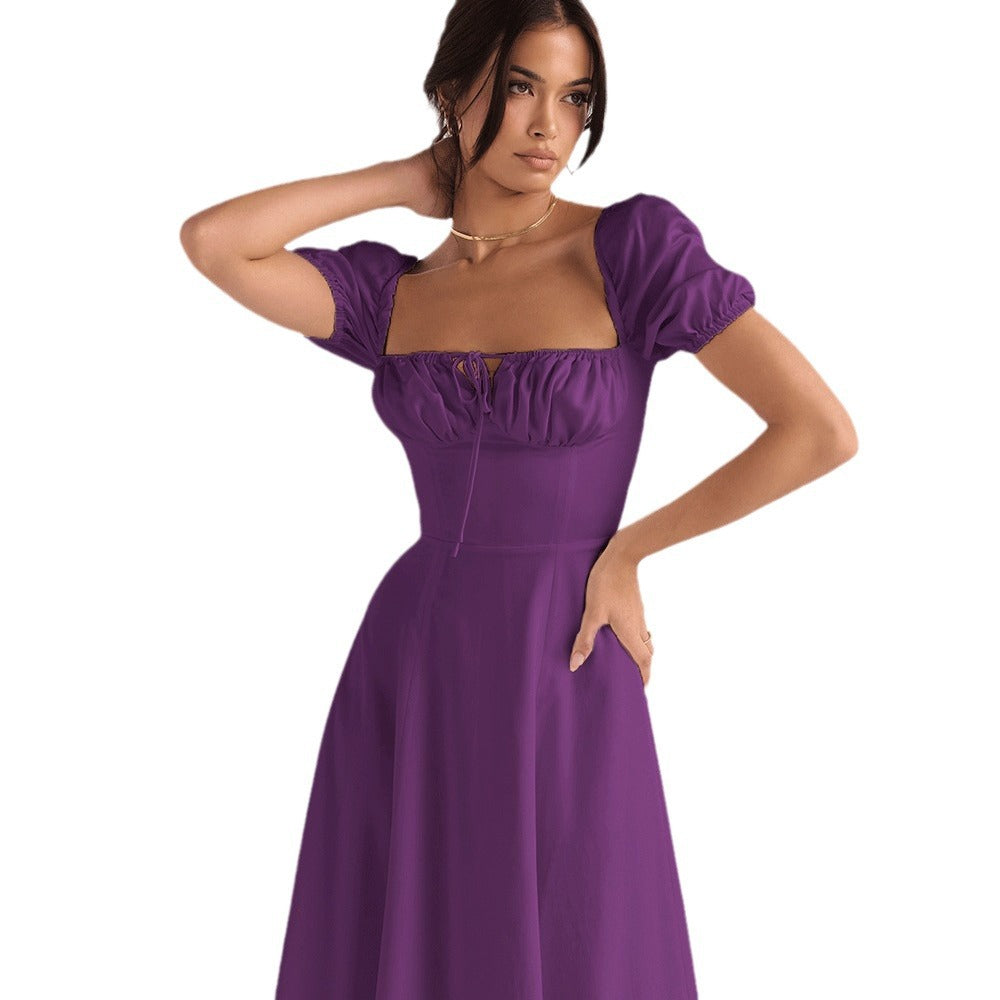 Damen Midi-Kleid mit gerafftem Oberkörper und ausgestelltem Rock R&B