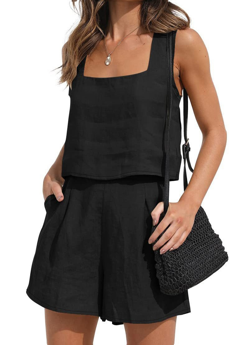 Damen Leichtes Sommer-Set mit luftigen Shorts und Crop-Top R&B