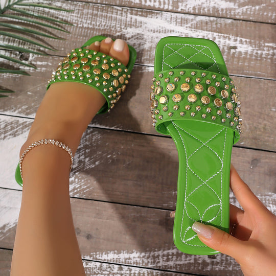 Damen Glamouröse Zehentrenner-Sandalen mit funkelnden Strass-Applikationen R&B