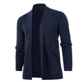 Herren lässige Strickjacke mit offenem Kragen und elegantem Rippdesign R&B