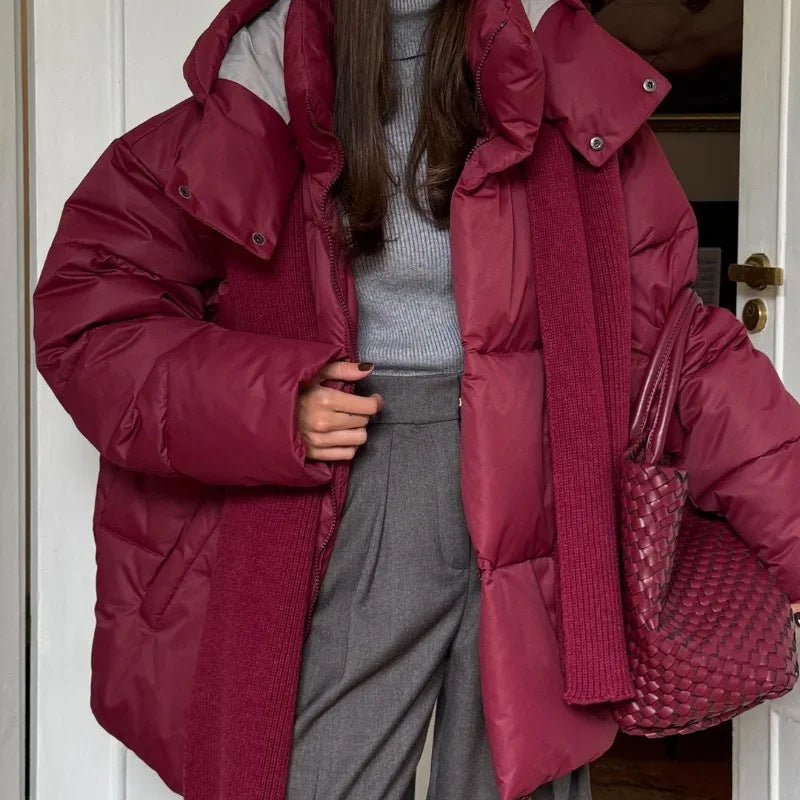 Damen Modische Daunenjacke mit hochschließendem Kragen R&B