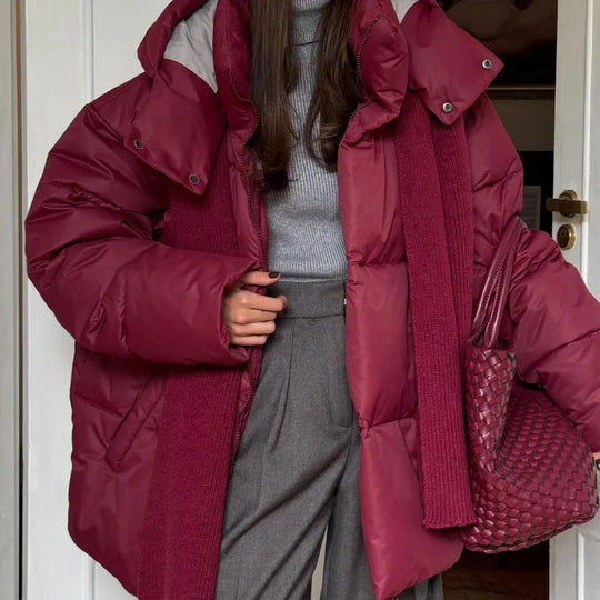 Damen Modische Daunenjacke mit hochschließendem Kragen R&B