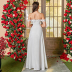 Damen Elegantes Abendkleid mit schulterfreien Ärmeln und hohem Beinschlitz R&B