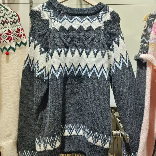 Damen Strickpullover mit grafischem Muster und weichem Material R&B