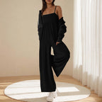Damen lässiger Jumpsuit mit weitem Bein und schmalen Spaghetti-Trägern R&B