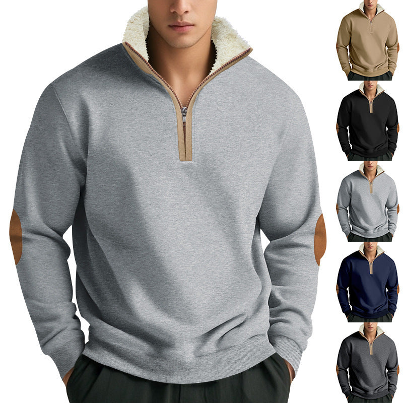 Herren Funktionaler Kapuzenpullover mit halbem Reißverschluss und weichem Innenfutter R&B