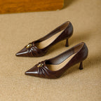 Damen elegante spitze Pumps mit raffinierter Schleifenapplikation