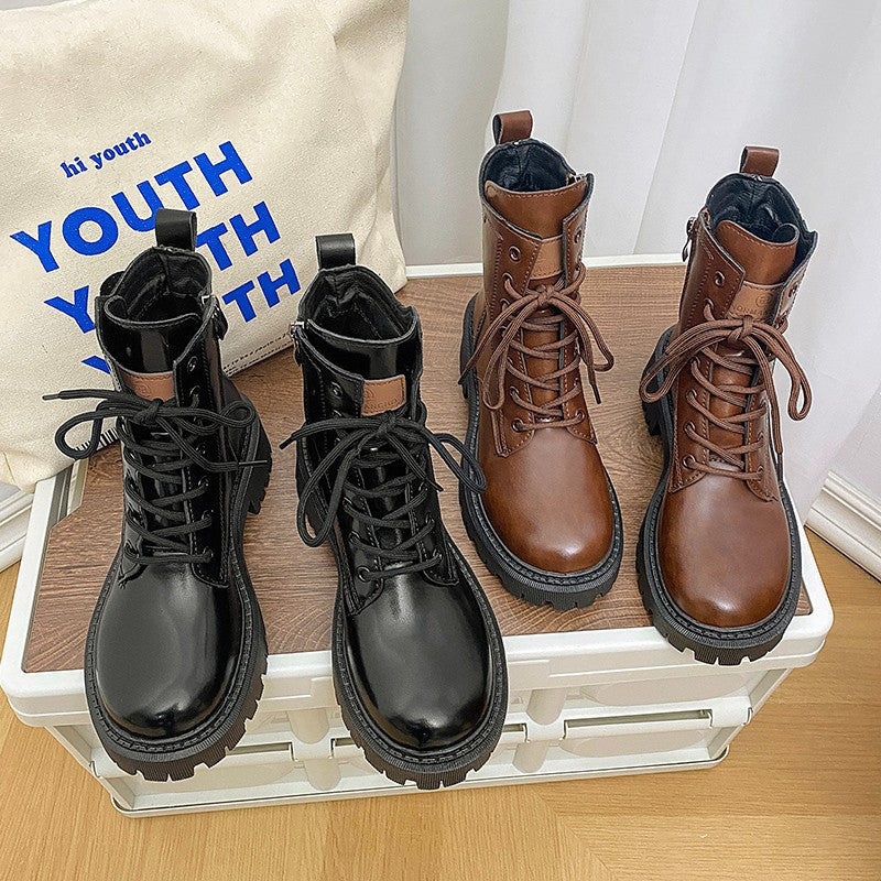 Damen Stiefeletten mit robustem Profil und modischem Leder-Heel R&B