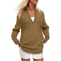 Damen Oversized Pullover mit Stehkragen und Reißverschluss R&B