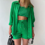 Damen lässiges Oversize-Hemd mit kurzem Schnitt und praktischen Taschen R&B